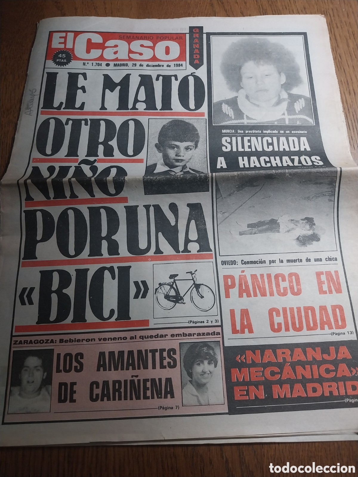 Coleccionismo de revistas y peri&oacute;dicos: EL CASO 1984 MUERTO POR UNA BICI GRANADA