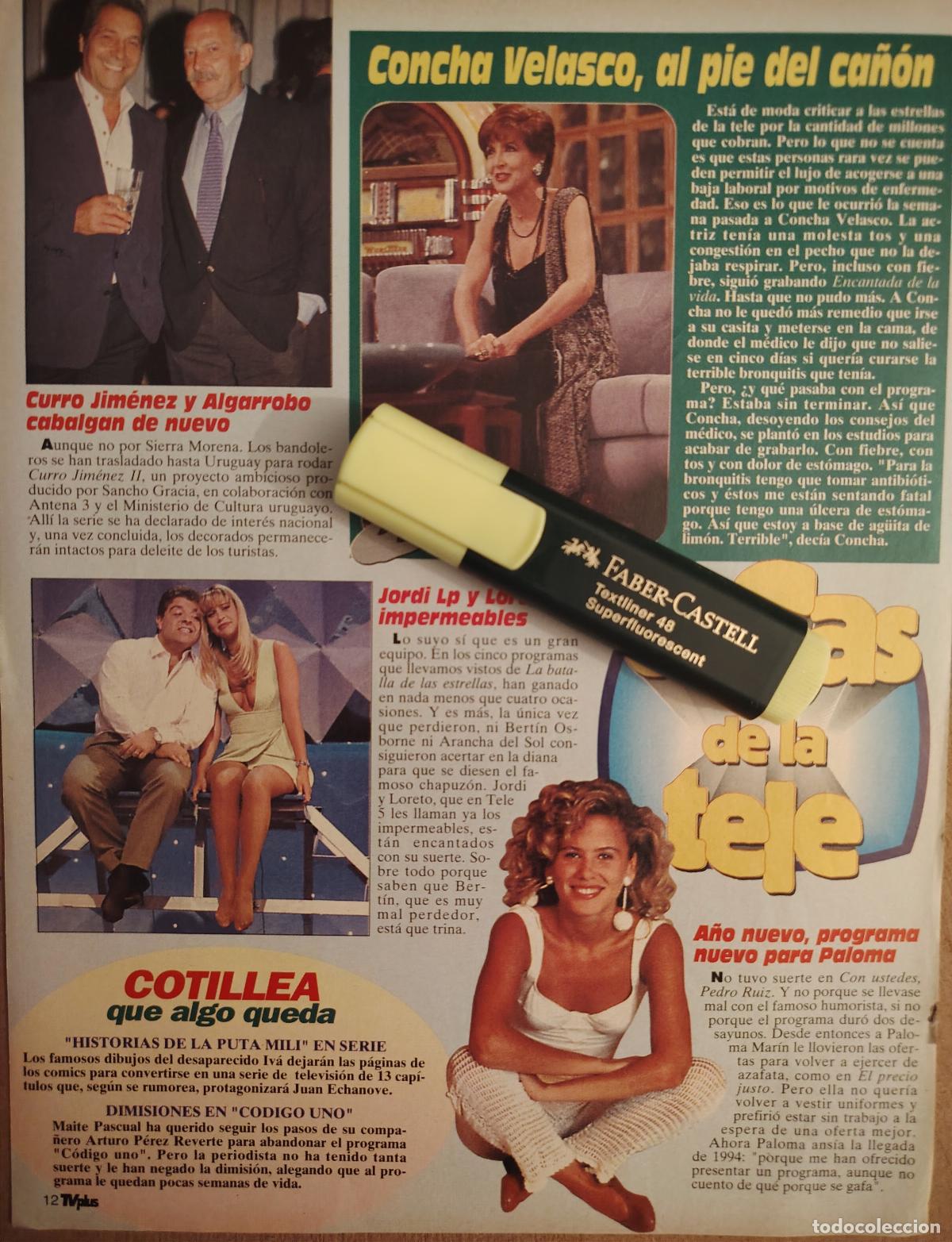 Coleccionismo de revistas y peri&oacute;dicos: Reportaje Concha Velasco, Loreto Valverde y Paloma Marin 04.12.93