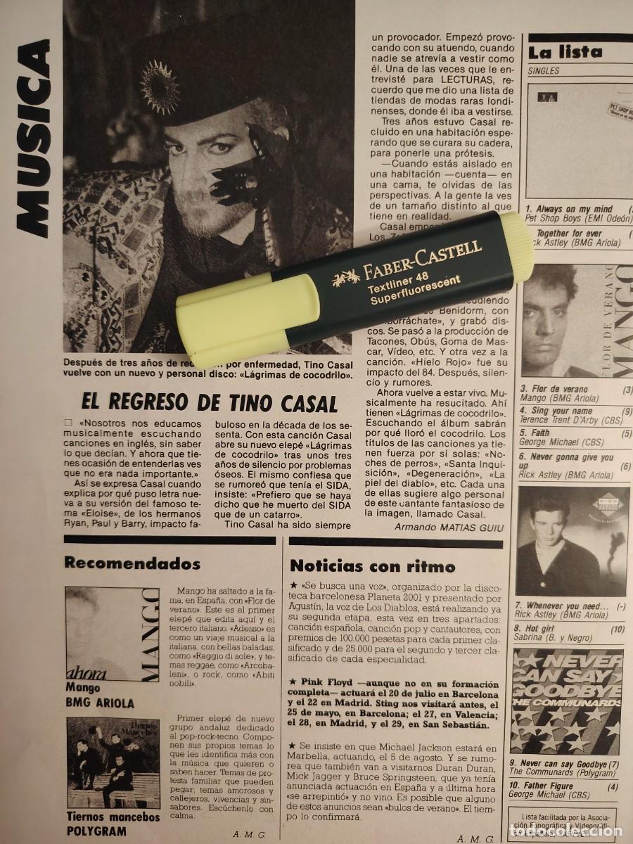 Coleccionismo de revistas y peri&oacute;dicos: Reportaje Tino Casal - abril 88