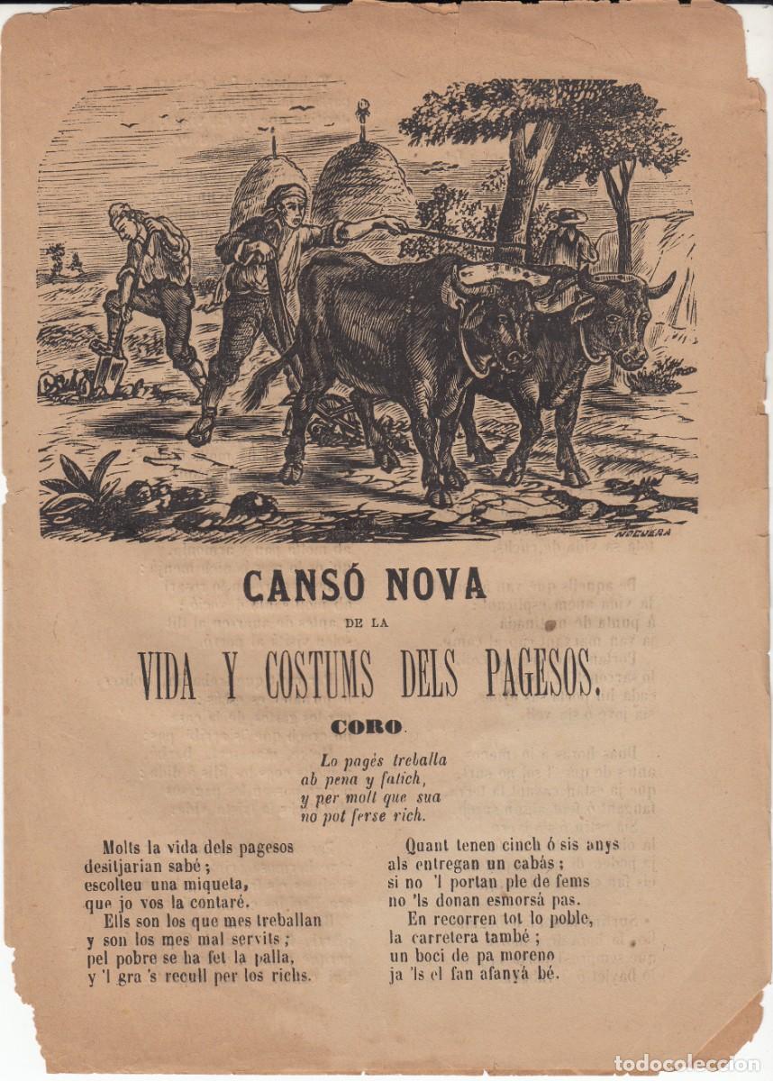 Coleccionismo de revistas y peri&oacute;dicos: PLIEGO DE CORDEL - ROMAN&Ccedil;OS - CANS&Oacute; NOVA DE LA VIDA Y COSTUMS DELS PAGESOS -