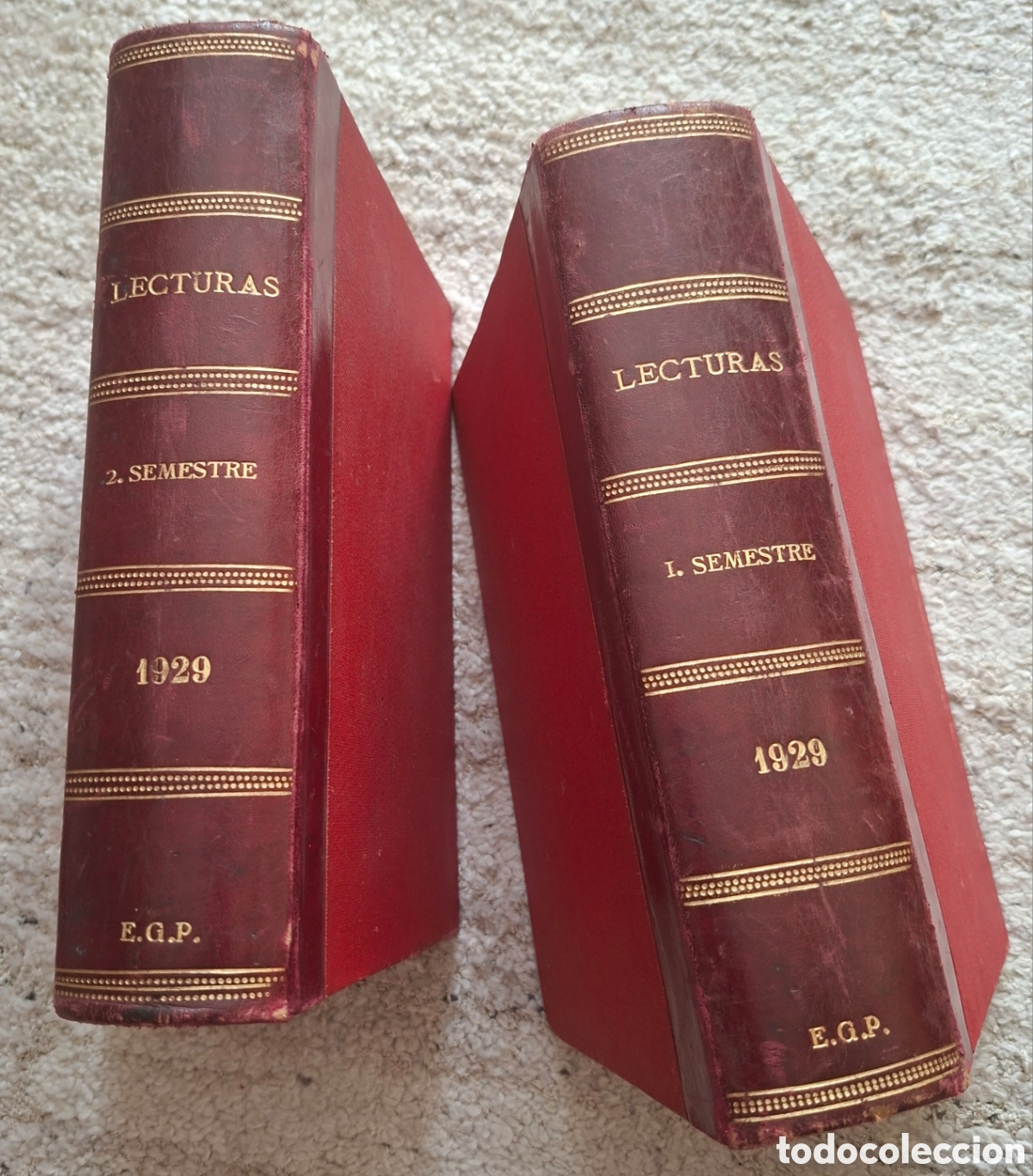 Coleccionismo de revistas y peri&oacute;dicos: A&ntilde;o 1929 Completo - Revista Lecturas - 2 Tomos Encuadernados en Media Piel - &iexcl;Estado Excelente!