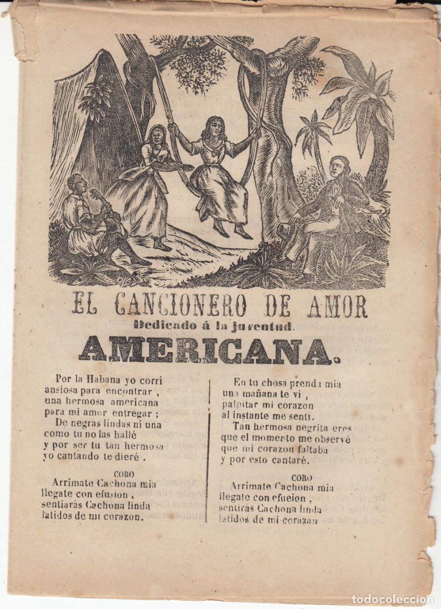Coleccionismo de revistas y peri&oacute;dicos: PLIEGO DE CORDEL - ROMAN&Ccedil;OS - EL CANCIONERO DE AMOR DEDICADO A LA JUVENTUD AMERICANA - 1862 -