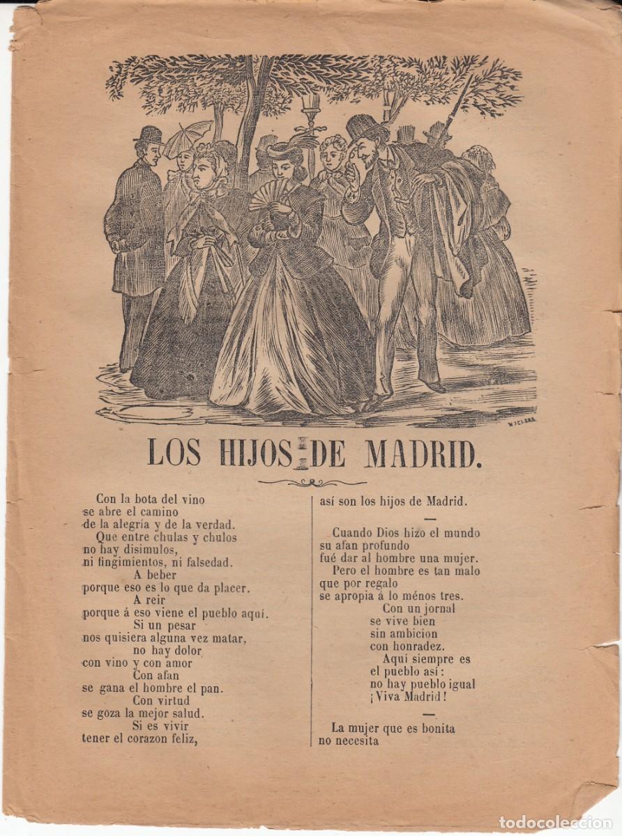 Coleccionismo de revistas y peri&oacute;dicos: PLIEGO DE CORDEL - ROMAN&Ccedil;OS - LOS HIJOS DE MADRID