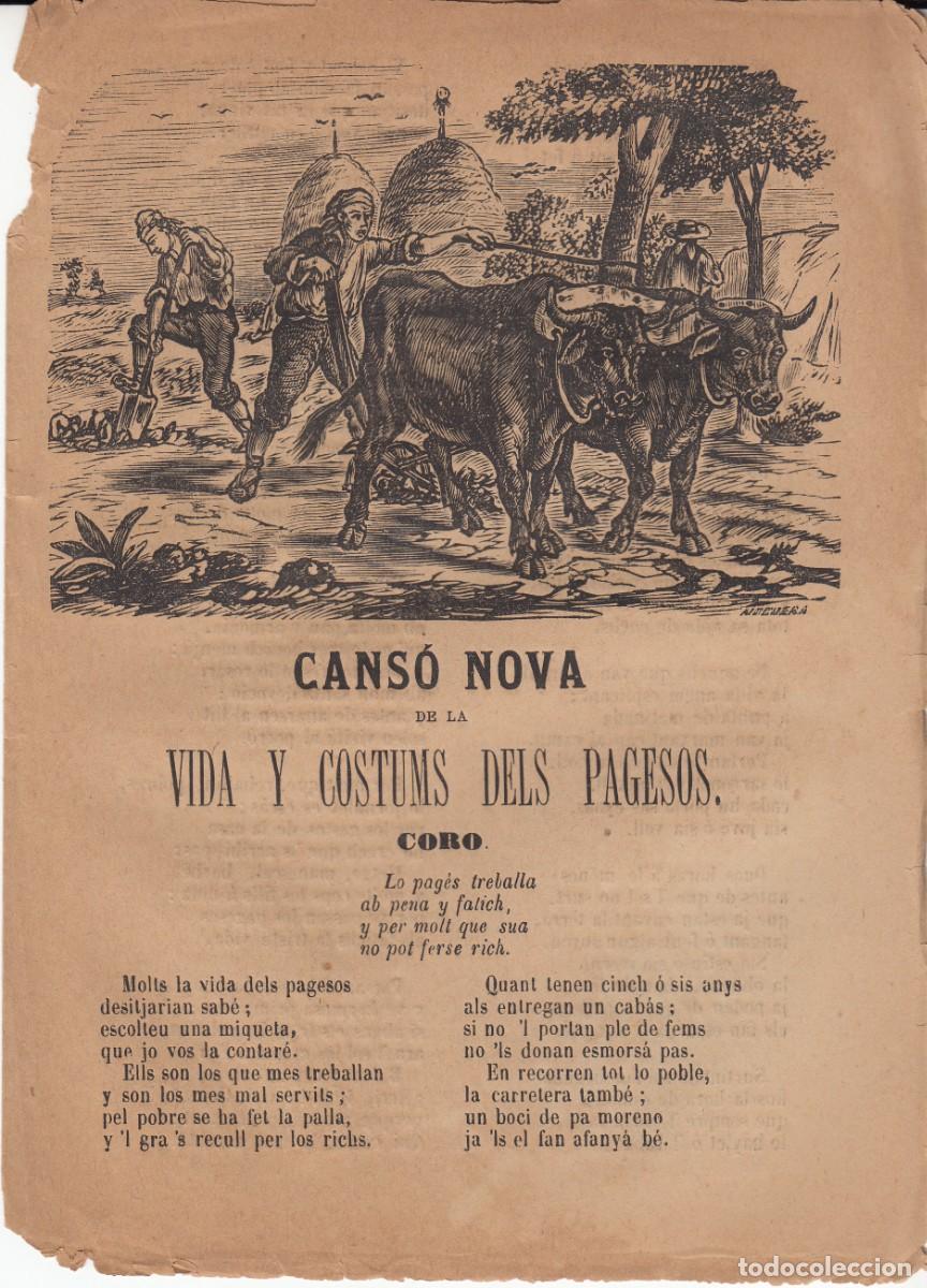 Coleccionismo de revistas y peri&oacute;dicos: PLIEGO DE CORDEL - ROMAN&Ccedil;OS - CANS&Oacute; NOVA DE LA VIDA Y COSTUMS DELS PAGESOS