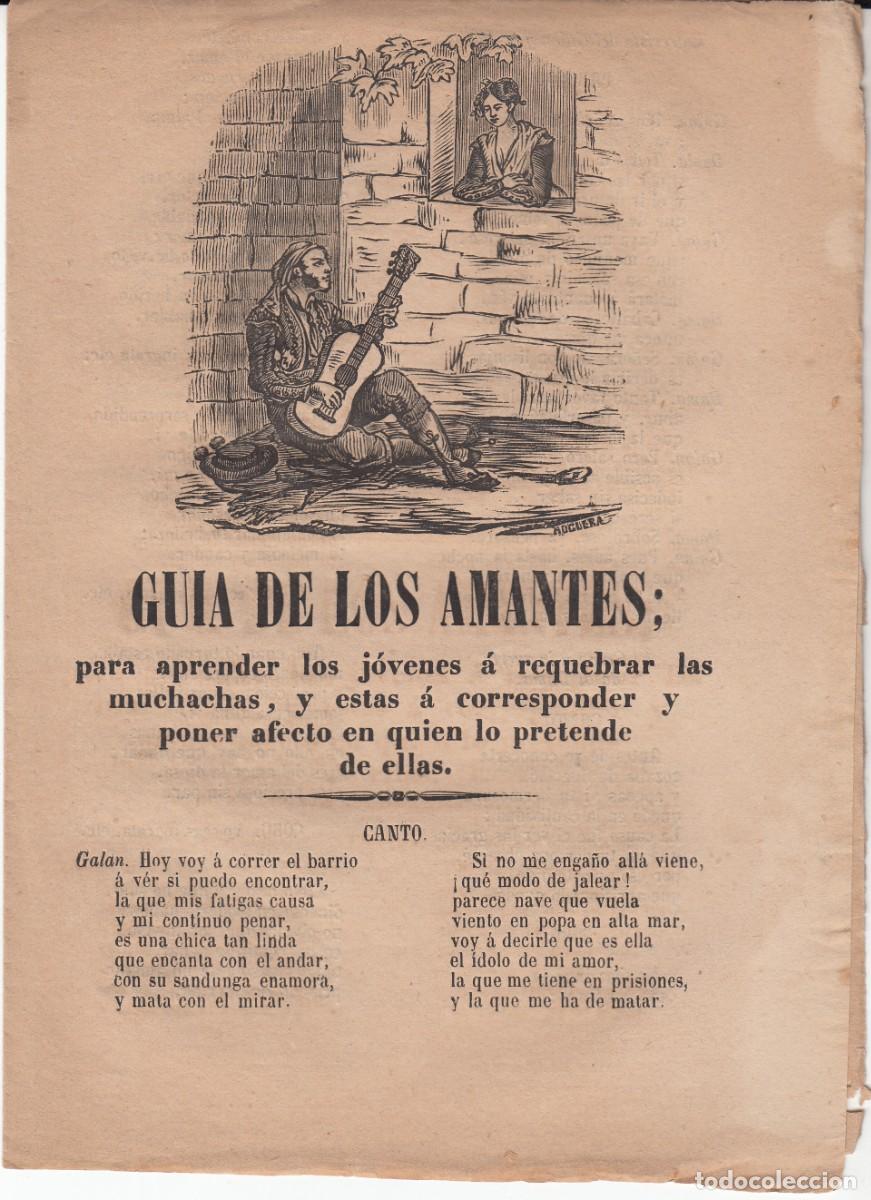 Coleccionismo de revistas y peri&oacute;dicos: PLIEGO DE CORDEL - ROMAN&Ccedil;OS - GUIA DE LOS AMANTES - 1862