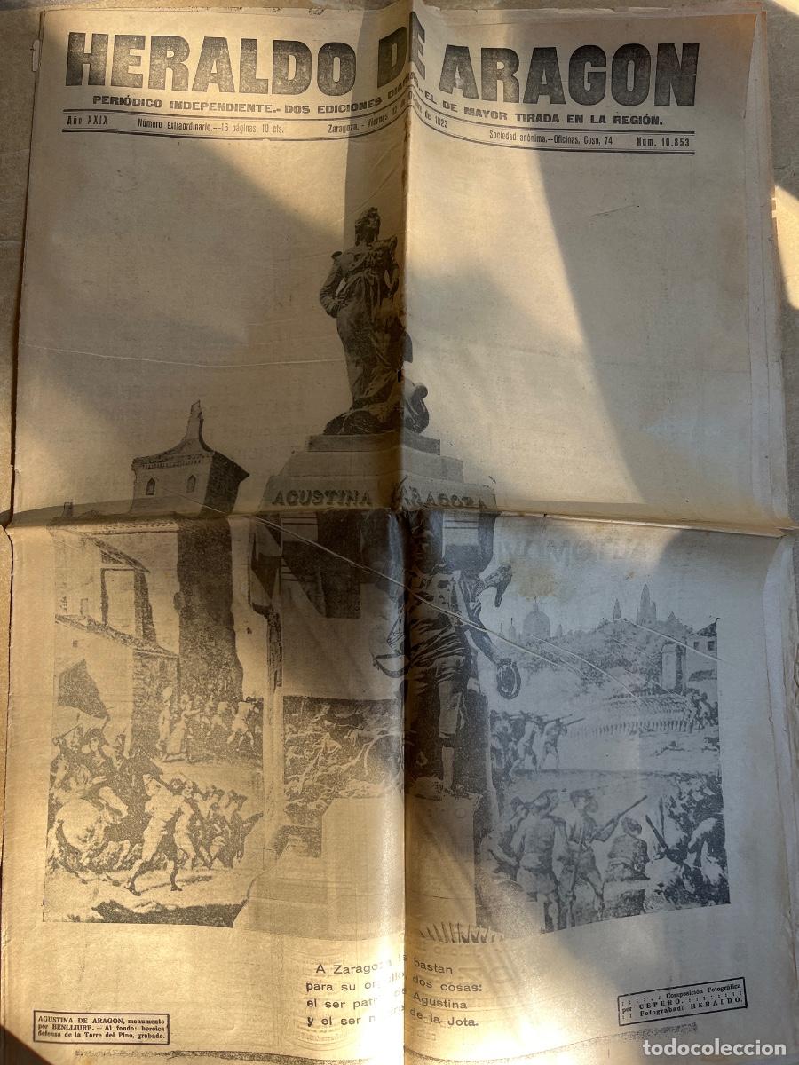 Coleccionismo de revistas y peri&oacute;dicos: Heraldo de Arag&oacute;n 1923 A&ntilde;o XXIX viernes 12 de octubre Especial El Pilar/ toreros