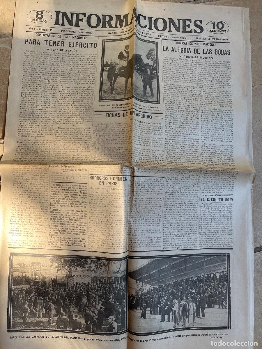 Coleccionismo de revistas y peri&oacute;dicos: Informaciones. Mi&eacute;rcoles 17 de mayo de 1922 - Dir.: Leopoldo Romeo