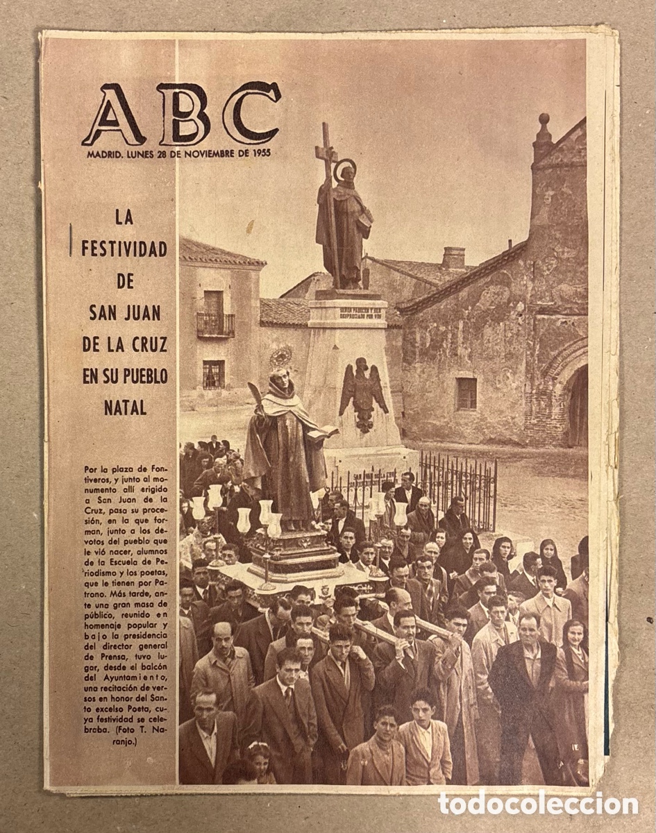 Coleccionismo de revistas y peri&oacute;dicos: ABC (28 NOVIEMBRE 1955). FONTIVEROS LA FESTIVIDAD DE SAN JUAN DE LA CRUZ EN SU PUEBLO NATAL,&hellip;