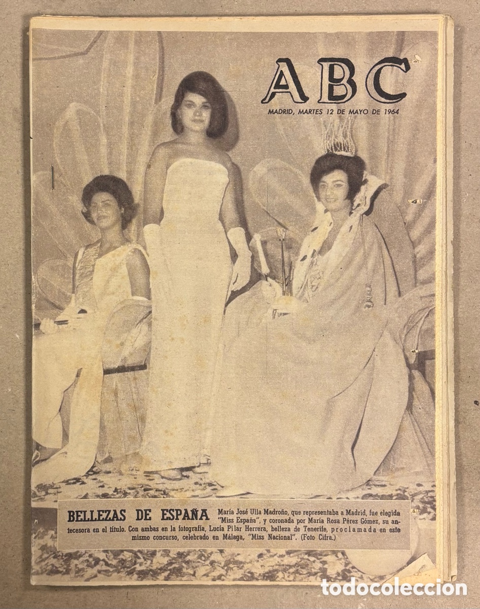 Colecionismo de Revistas e Jornais: ABC (12 DE MAYO DE 1964). MAR&Iacute;A JOS&Eacute; ULLA MADRO&Ntilde;O MISS ESPA&Ntilde;A, MANZANEQUE VUELTA A ESPA&Ntilde;A