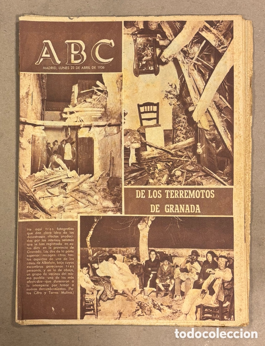 Coleccionismo de revistas y peri&oacute;dicos: ABC (23 DE ABRIL DE 1956). DESTROZO CASAS ALBOLOTE TRAS TERREMOTONDE GRANADA,&hellip;