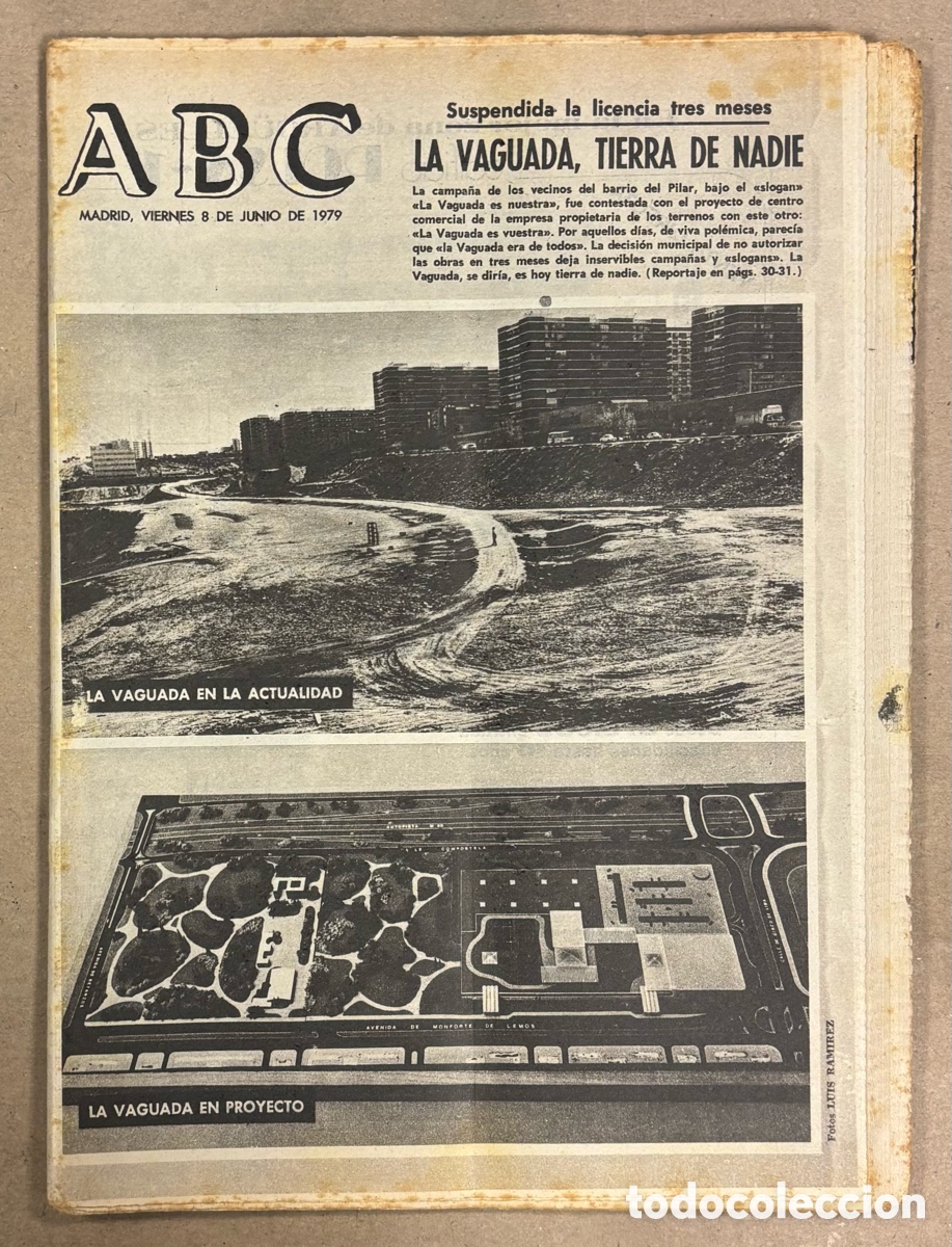 Collection Magazines and Newspapers: ABC (8 JUNIO 1979). LA VAGUADA DE MADRID EN TIERRA DE NADIE, VICTORIA ATL&Eacute;TICO MADRID EN HONDURAS