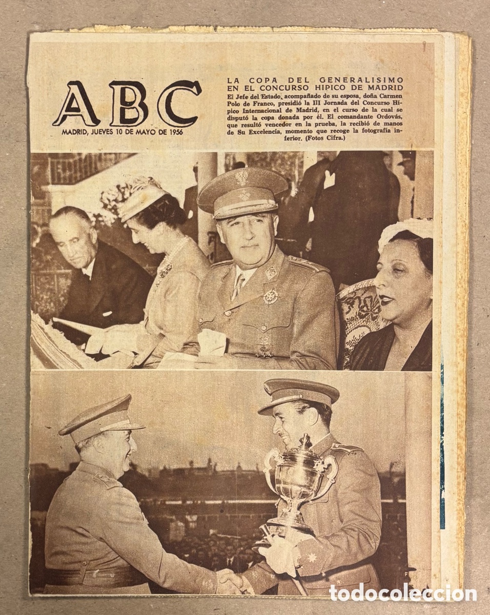 Coleccionismo de revistas y peri&oacute;dicos: ABC (10 DE MAYO DE 1956). LA COPA DEL GENERALISIMO EN EL CONCURSO H&Iacute;PICO DE MADRID,,,,