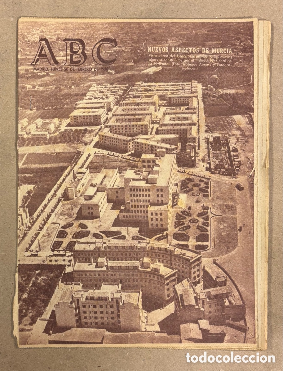 Coleccionismo de revistas y peri&oacute;dicos: ABC (20 DE FEBRERO DE 1956). MUEVOS ASPECTOS DE MURCIA: HOSPITAL PROVINCIAL Y NUEVAS VIVIENDAS,&hellip;