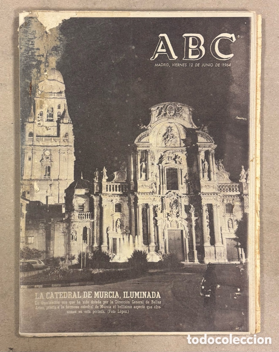 Coleccionismo de revistas y peri&oacute;dicos: ABC (12 DE JUNIO DE 1964). LA CATEDRAL DE MURCIA ILUMINADA, LA JUVENTUS RETIENE A LUIS DEL SOL,&hellip;