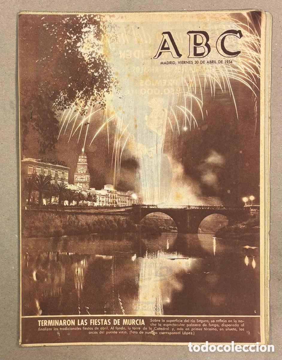 Coleccionismo de revistas y peri&oacute;dicos: ABC (30 DE ABRIL DE 1954). TERMINARON LAS FIESTAS DE MURCIA, PARTIDO DE HOMENAJE A TELMO ZARRA