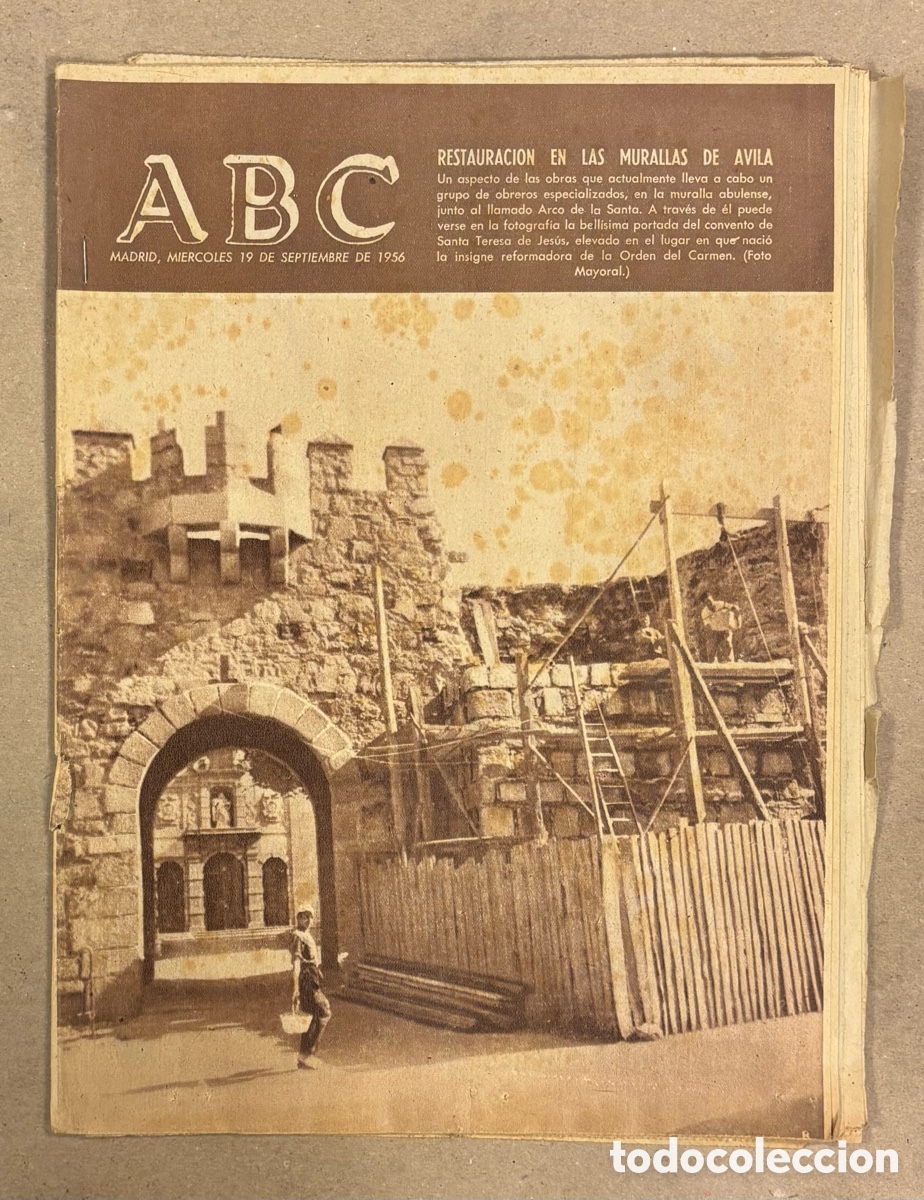 Coleccionismo de revistas y peri&oacute;dicos: ABC (19 DE SEPTIEMBRE DE 1956). RESTAURACI&Oacute;N EN LAS MURALLAS DE &Aacute;VILA,&hellip;