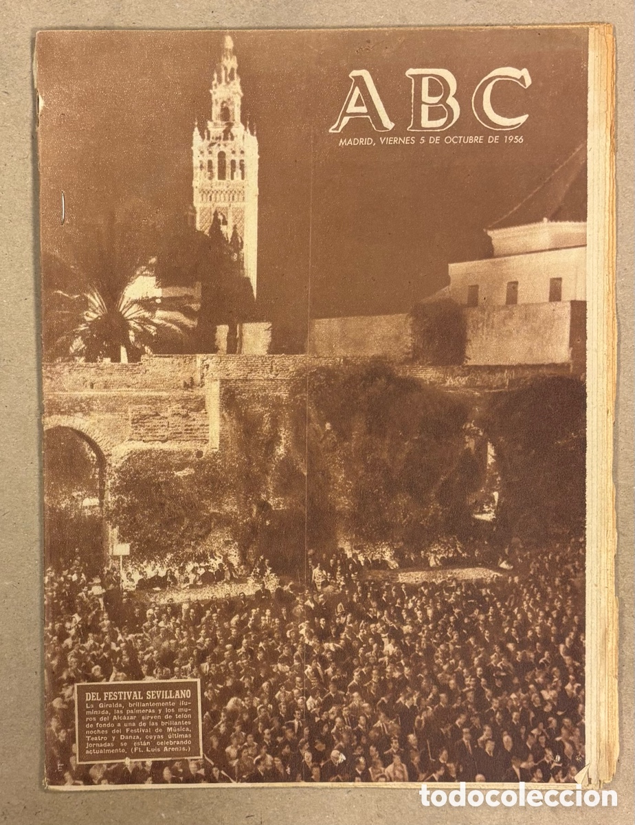 Coleccionismo de revistas y peri&oacute;dicos: ABC (5 OCTUBRE 1956). FESTIVAL M&Uacute;SICA TEATRO Y DANZA SEVILLA, REAL MADRID 14-1 FRENTE SOCHAUX