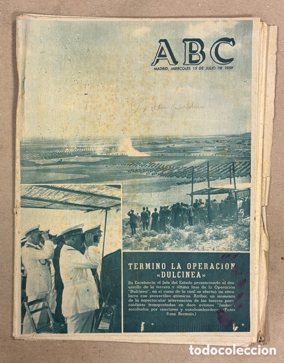 Coleccionismo de revistas y peri&oacute;dicos: ABC (15 DE JULIO DE 1959). TERMIN&Oacute; LA OPERACI&Oacute;N &ldquo;DULCINEA&rdquo; SIMULACRO PROTECTILES AT&Oacute;MICOS