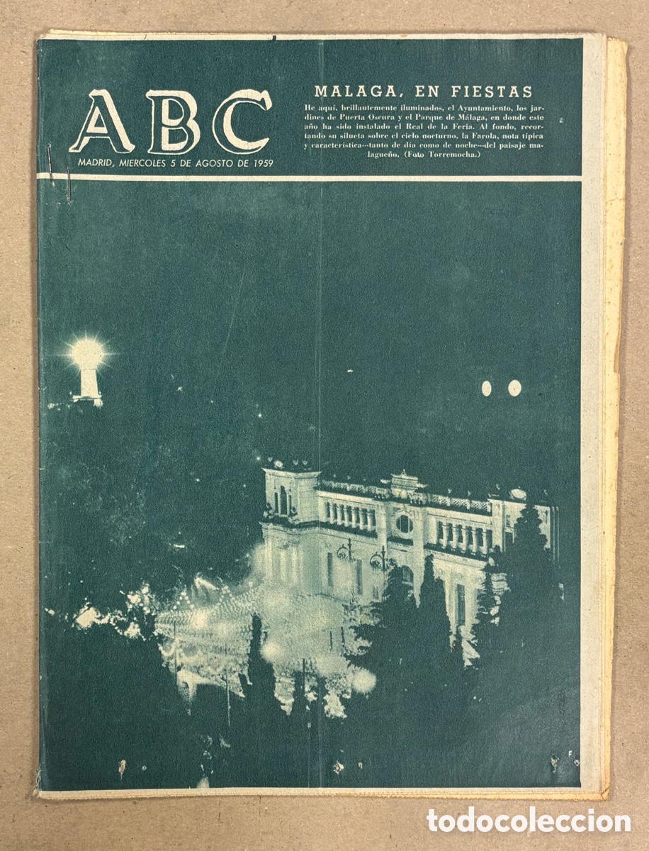 Coleccionismo de revistas y peri&oacute;dicos: ABC (5 DE AGOSTO DE 1959). M&Aacute;LAGA EN FIESTAS,&hellip;
