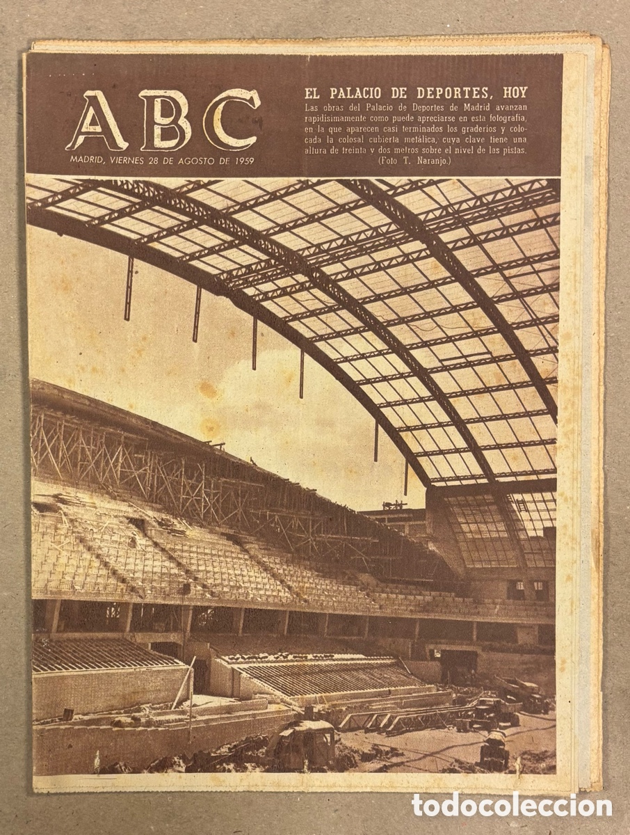 Coleccionismo de revistas y peri&oacute;dicos: ABC (28 DE AGOSTO DE 1959). OBRAS DEL PALACIO DE DEPORTES DE MADEID,&hellip;