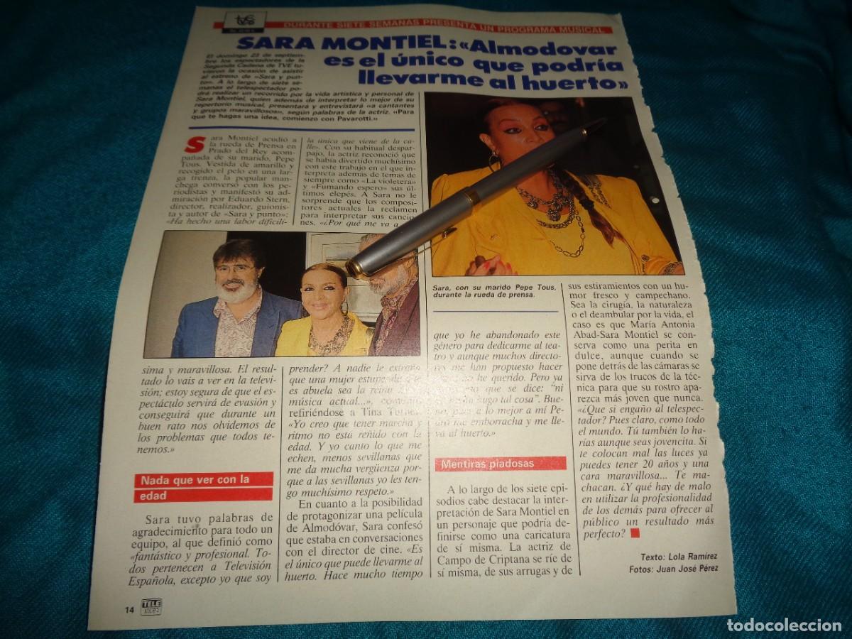 Collezionismo di Riviste e Giornali: RECORTE : SARA MONTIEL, HABLA DE PEDRO ALMODOVAR. TELEINDISCRETA, OCTBRE 1990