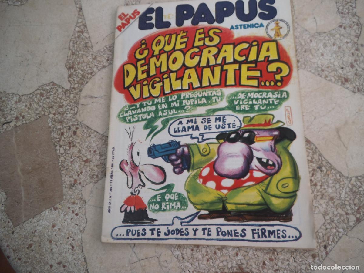 Coleccionismo de revistas y peri&oacute;dicos: el papus n&ordm; 360, 1981, satirica ,erotica humor, que es democracia vigilante
