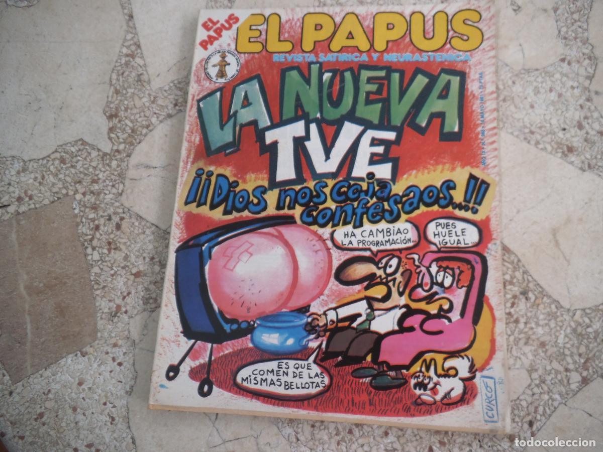 Coleccionismo de revistas y peri&oacute;dicos: el papus n&ordm; 365, 1981, satirica ,erotica humor, la nueva tele, dios nos coja confesados