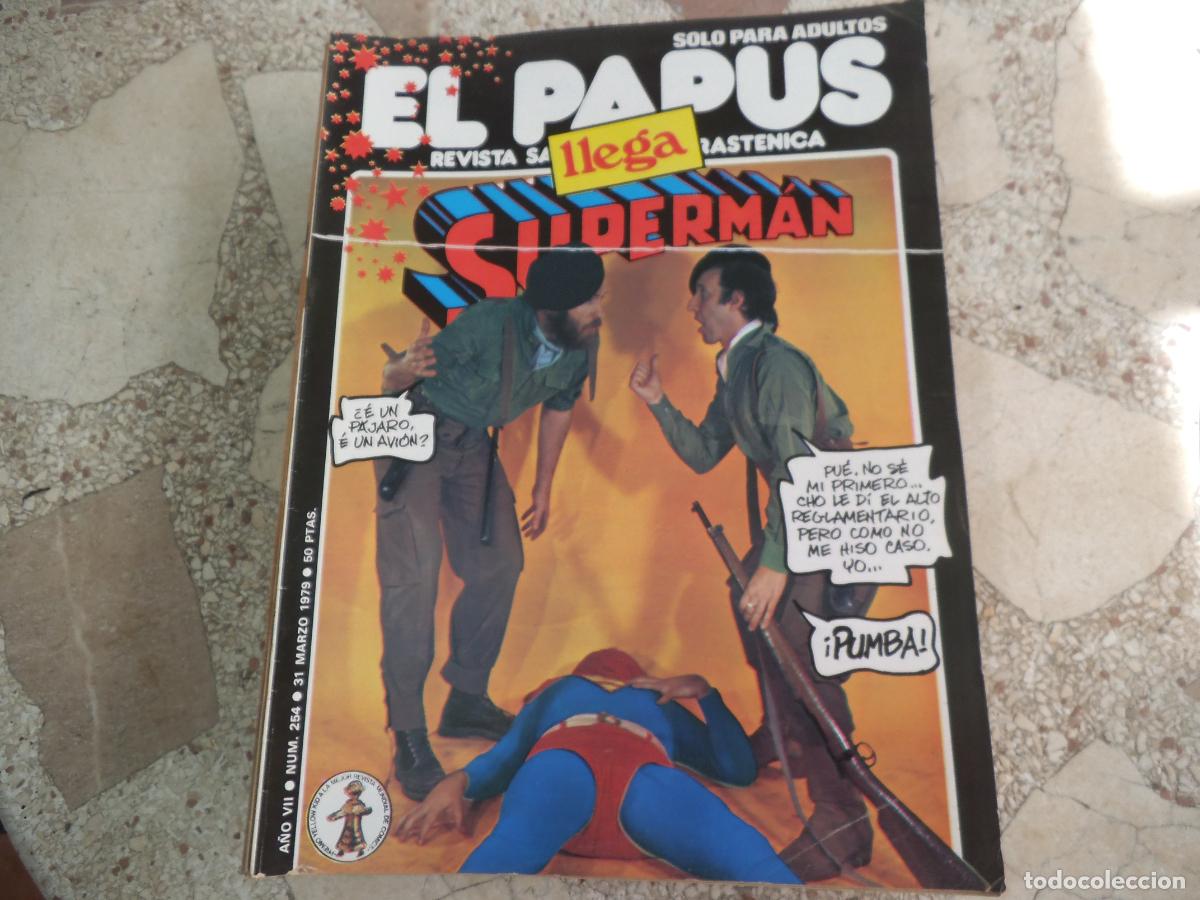 Coleccionismo de revistas y peri&oacute;dicos: el papus n&ordm; 254, 1979, satirica ,erotica humor, llega superman