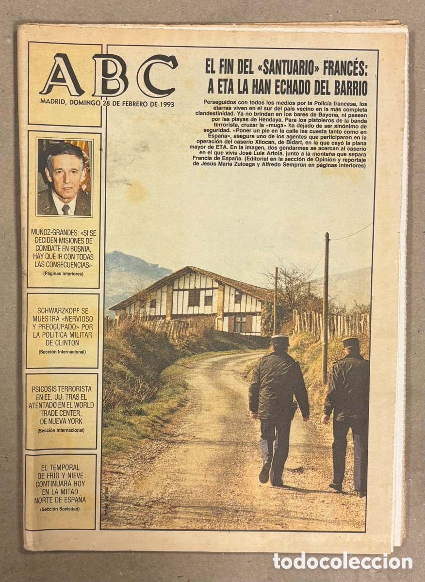 Coleccionismo de revistas y peri&oacute;dicos: ABC (28 DE DICIEMBRE DE 1993). BIDART EL FIN DEL SANTUARIO DE ETA EN FRANCIA,..,