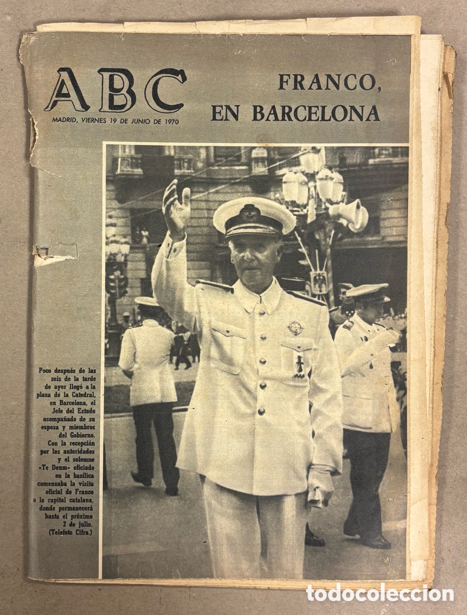 Coleccionismo de revistas y peri&oacute;dicos: ABC (19 DE JUNIO DE 1970). FRANCO ACLAMADO EN BARCELONA, ITALIA - ALEMANIA MUNDIAL M&Eacute;XICO 1970,&hellip;