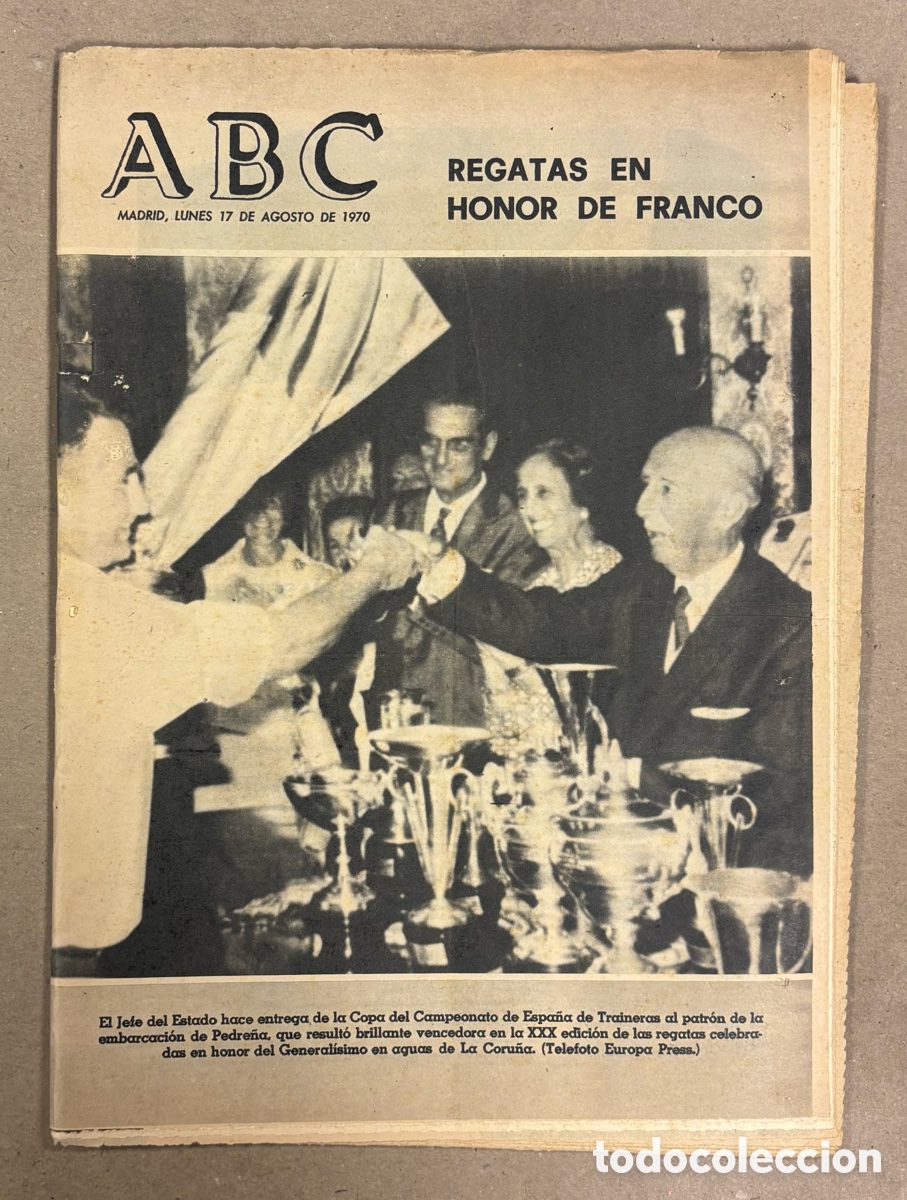Coleccionismo de revistas y peri&oacute;dicos: ABC (17 DE AGOSTO DE 1970). REGATAS EN HONOR DE FRANCO TRAINERAS EN LA CORU&Ntilde;A PEDRE&Ntilde;A GANADOR