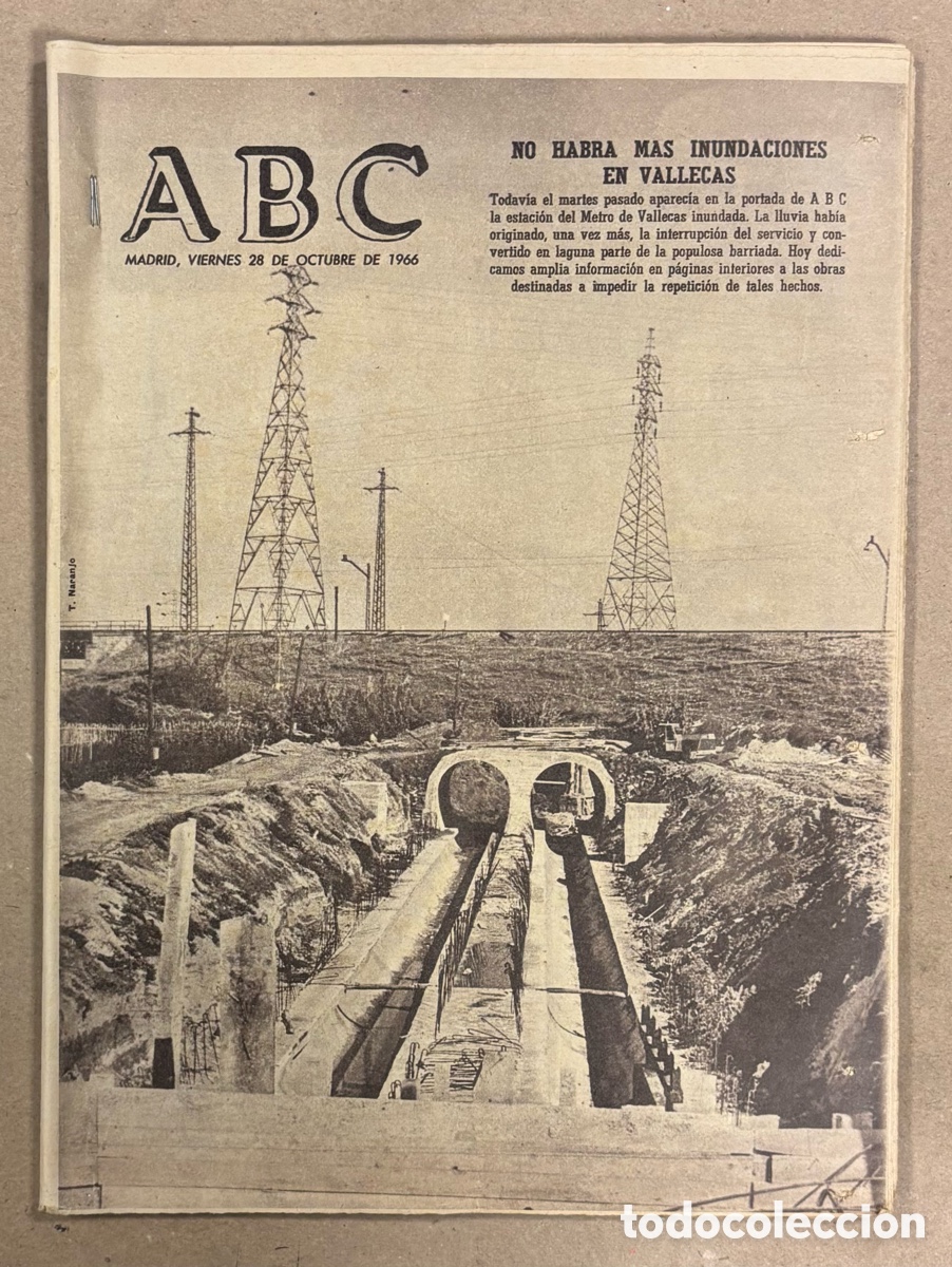 Coleccionismo de revistas y peri&oacute;dicos: ABC (28 OCTUBRE 1966). NO HABR&Aacute; M&Aacute;S INUNDACIONES EN VALLECAS, PE&Ntilde;AROL CAMPE&Oacute;N DEL MUNDO