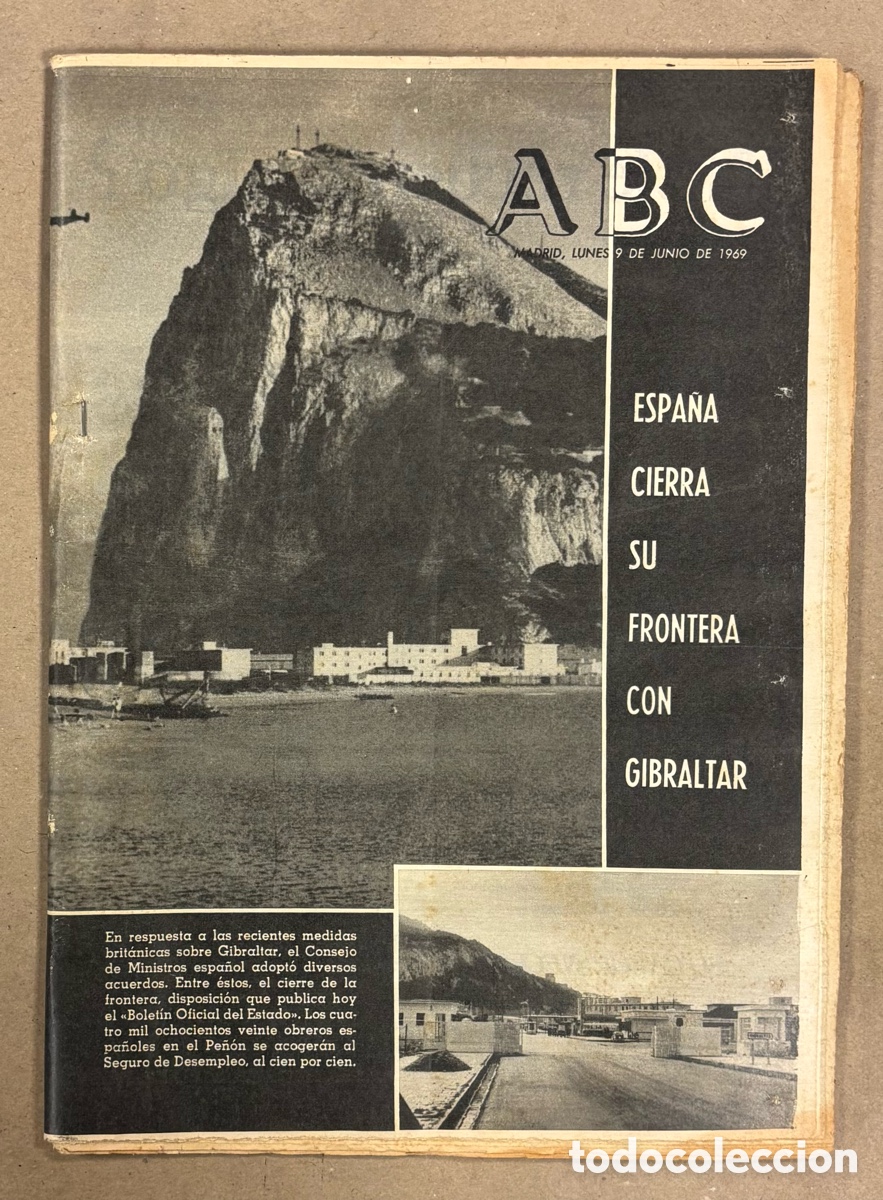Coleccionismo de revistas y peri&oacute;dicos: ABC (9 DE JUNIO DE 1969). ESPA&Ntilde;A CIERRA SU FRONTERA CON GIBRALTAR, EL MALLORCA ASCIENDE A PRIMERA