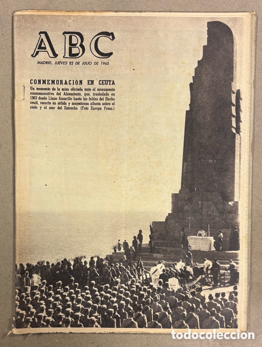 Coleccionismo de revistas y peri&oacute;dicos: ABC (22 DE JULIO DE 1965). CONMEMORACI&Oacute;N DEL ALZAMIENTO EN CEUTA,&hellip;