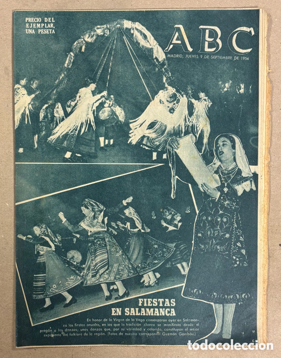 Coleccionismo de revistas y peri&oacute;dicos: ABC (9 DE SEPTIEMBRE DE 1954). FIESTAS DE LA VIRGEN DE LA VEGA EN SALAMANCA,&hellip;