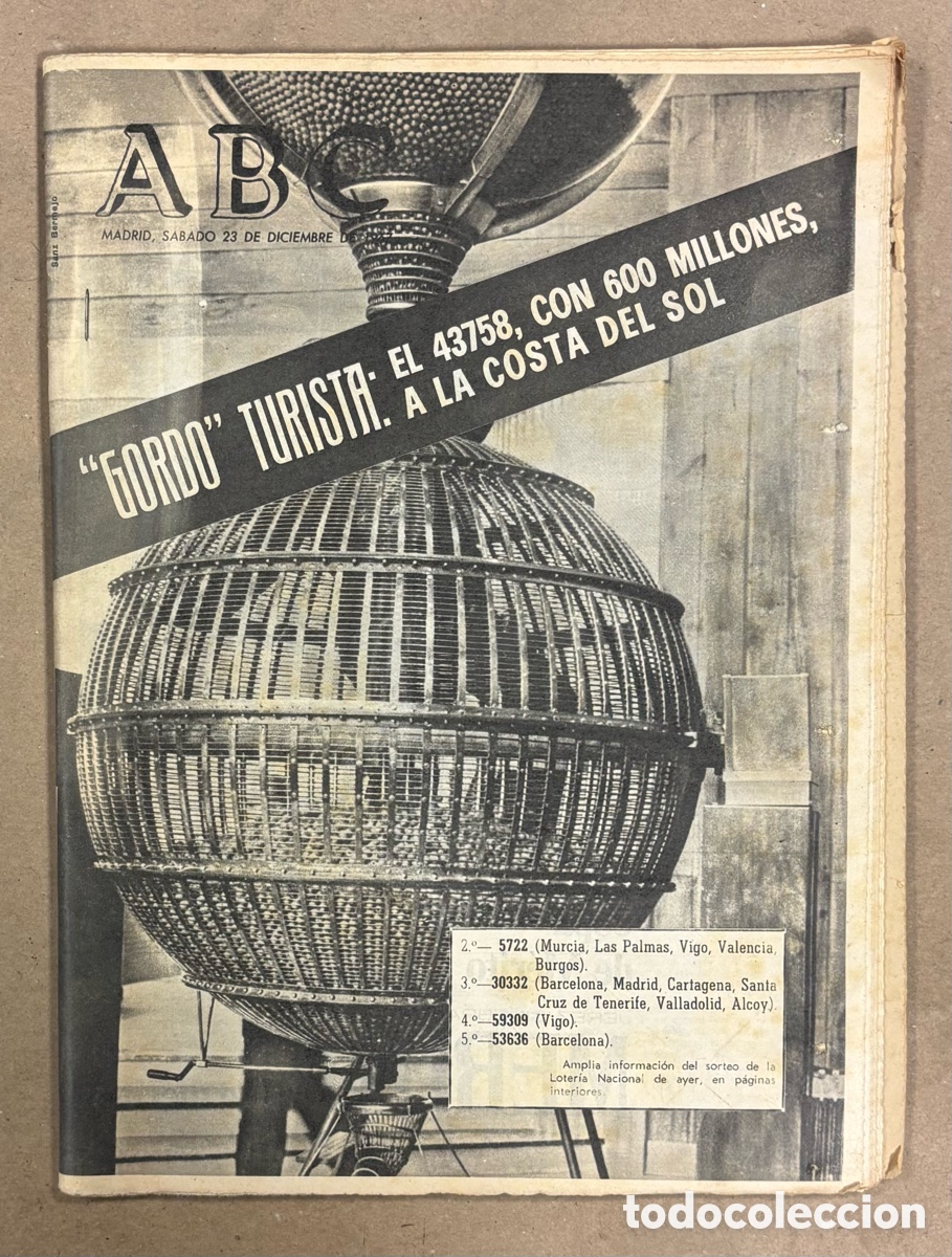 Coleccionismo de revistas y peri&oacute;dicos: ABC (23 DE DICIEMBRE DE 1967). 43.758 EL GORDO DE NAVIDAD A LA COSTA DEL SOL,..
