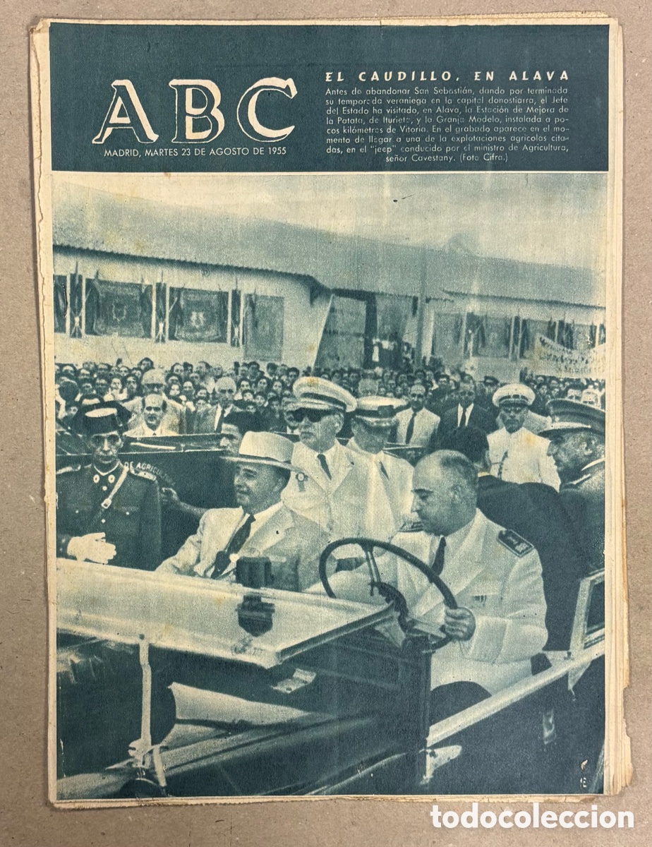 Coleccionismo de revistas y peri&oacute;dicos: ABC (23 DE AGOSTO DE 1955). EL CAUDILLO VISITA EN &Aacute;LAVA LA ESTACI&Oacute;N DE MEJORA DE LA PATATA Y LA GRAN