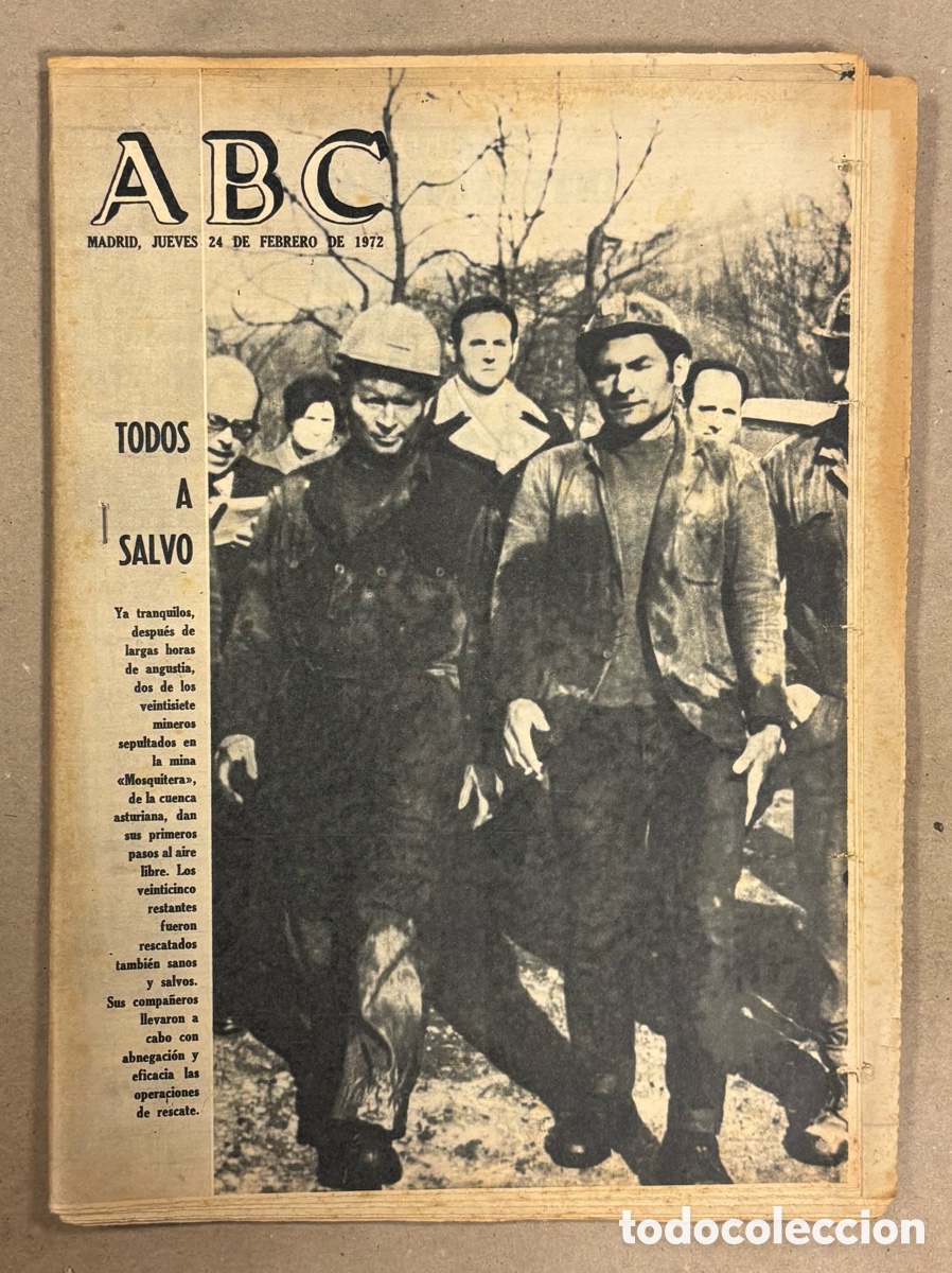 Coleccionismo de revistas y peri&oacute;dicos: ABC (24 DE FEBRERO DE 1972). RESCATADOS 27 MINEROS DE LA MINA &ldquo;MOSQUITERA&rdquo; EN SIERO (ASTURIAS),&hellip;