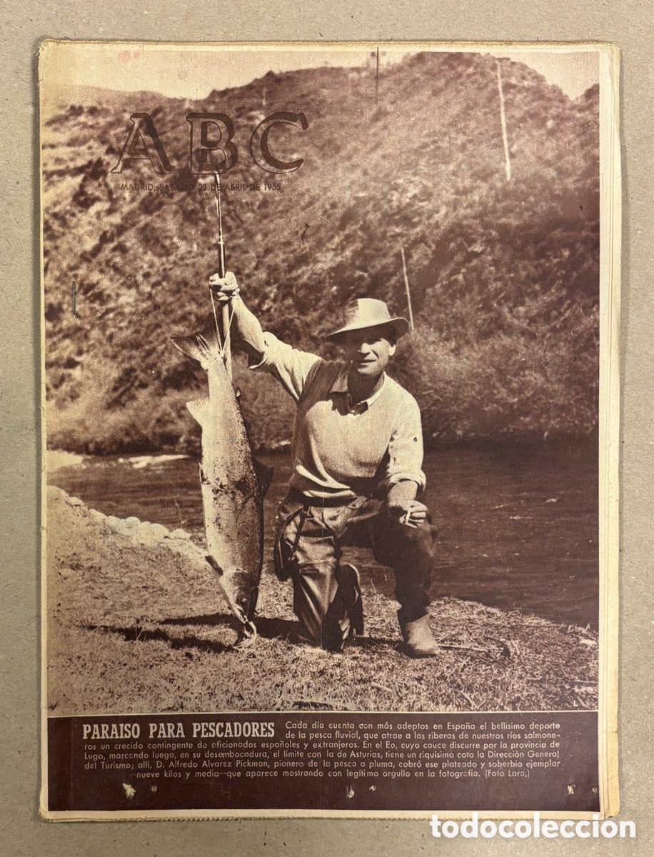 Coleccionismo de revistas y peri&oacute;dicos: ABC (23 DE ABRIL DE 1955). R&Iacute;O EO DE ASTURIAS PARA&Iacute;SO PARA PESCADORES,