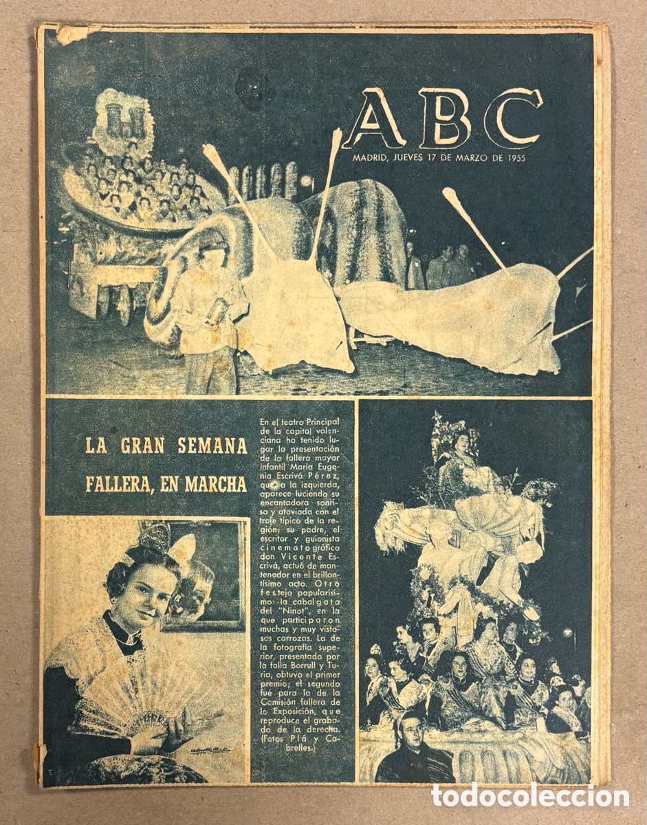 Coleccionismo de revistas y peri&oacute;dicos: ABC (17 DE MARZO DE 1955). LA GRAN SEMANA FALLERA DE VALENCIA EN MARCHA, RAYMOND KOPA,&hellip;