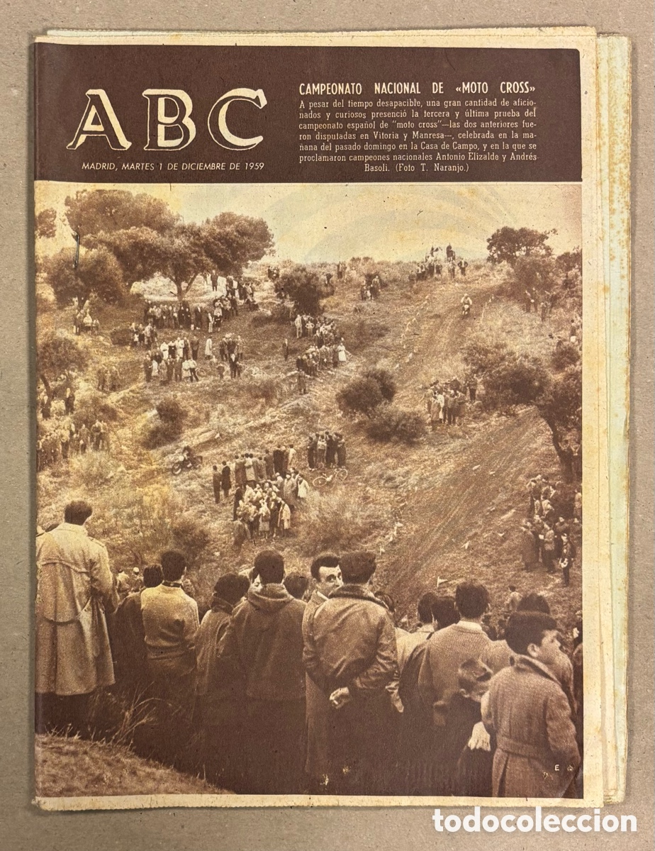 Coleccionismo de revistas y peri&oacute;dicos: ABC (1 DICIEMBRE 1955). CAMPEONATO NACIONAL MOTO CROSS EN CASA CAMPO MADRID (ELIZALDE Y BASOLI&euro;