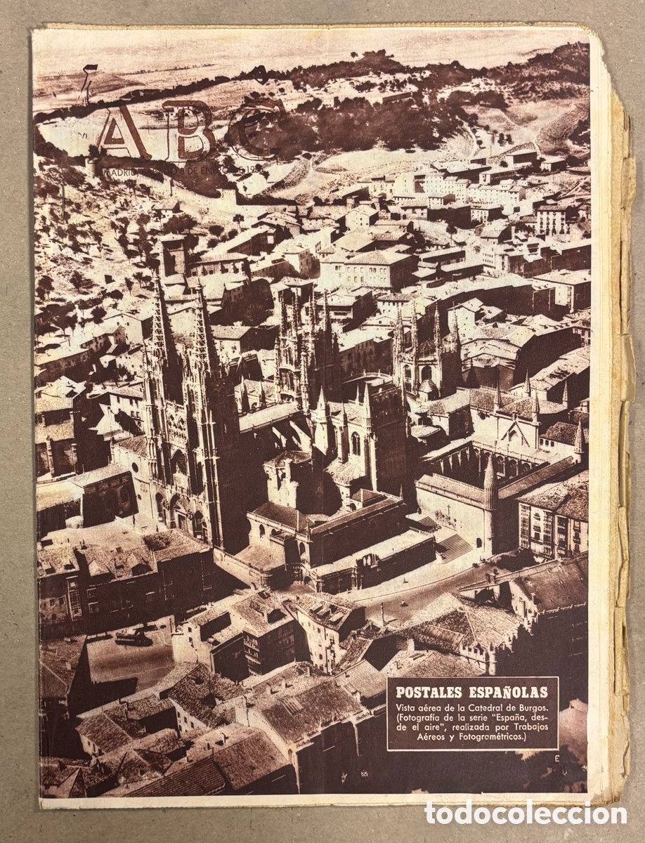 Coleccionismo de revistas y peri&oacute;dicos: ABC (8 DE ENERO DE 1955). VISTA A&Eacute;REA DE BURGOS, RAYO VALLECANO Y PLUS ULTRA,&hellip;