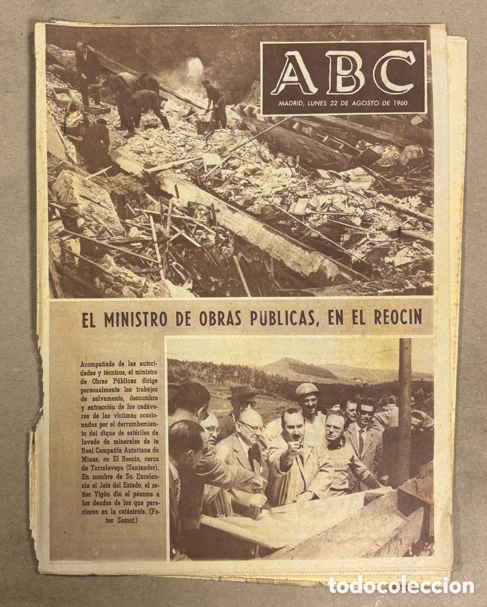 Coleccionismo de revistas y peri&oacute;dicos: ABC (22 DE AGOSTO DE 1960). CAT&Aacute;STROFE REAL COMPA&Ntilde;&Iacute;A ASTURIANA DE MINAS EN EL REOC&Iacute;N TORRELAVEGA