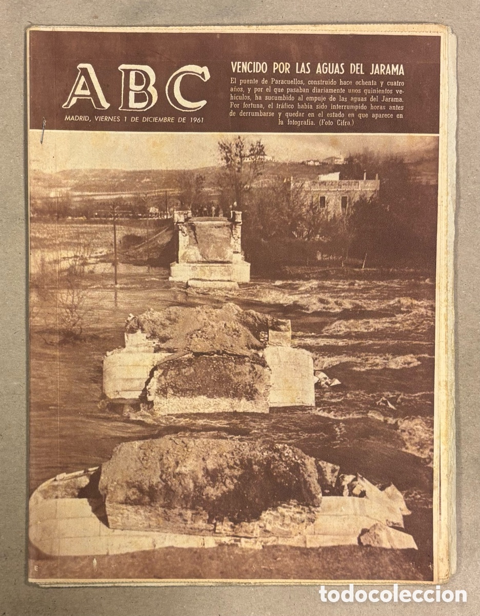 Coleccionismo de revistas y peri&oacute;dicos: ABC (1 DE DICIEMBRE DE 1961). EL PUENTE DE PARACUELLOS VENCIDO POR LAS AGUAS DEL JARAMA