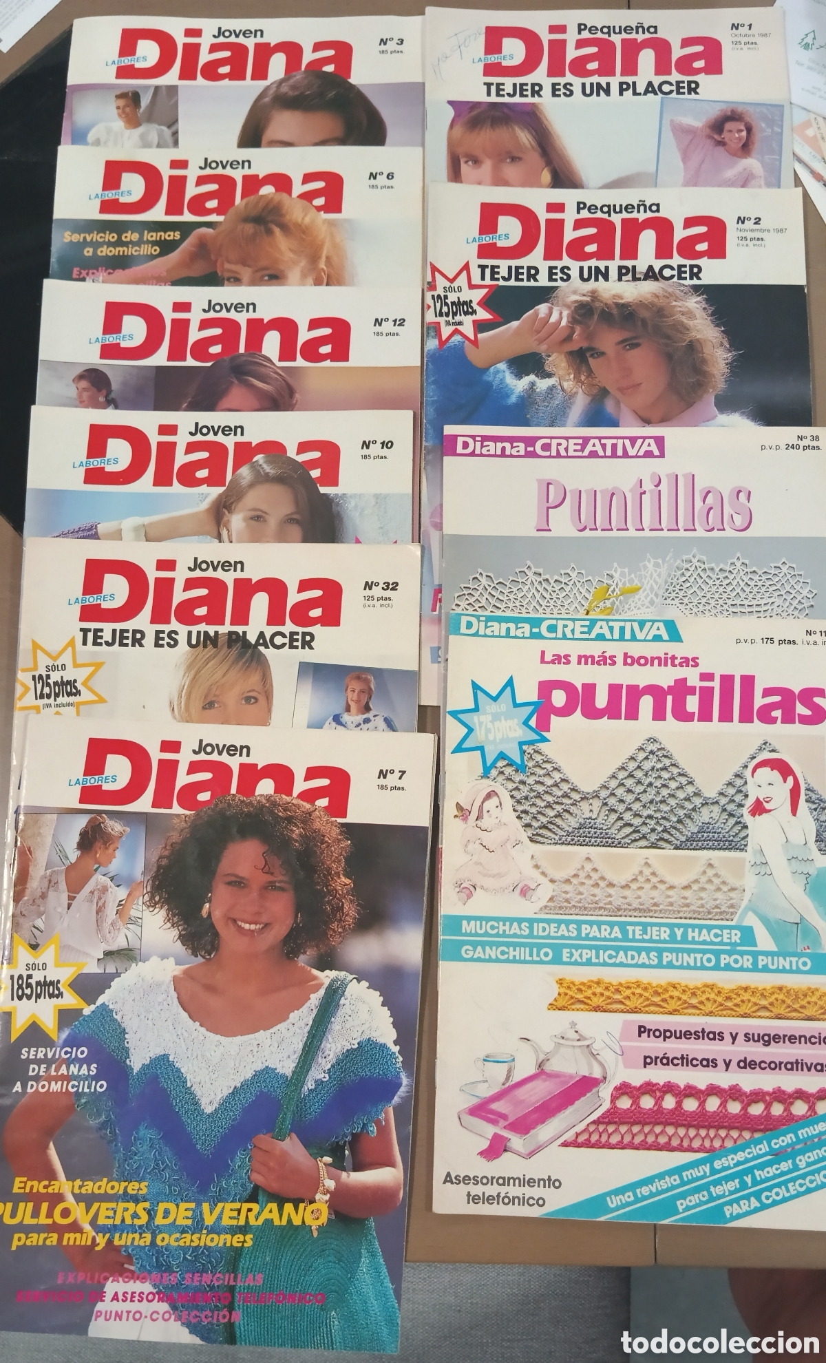 Coleccionismo de revistas y peri&oacute;dicos: : Lote 9 Revistas Vintage Labores y Tejer (Diana Joven, Creativa)
