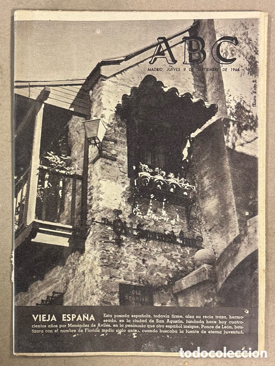 Coleccionismo de revistas y peri&oacute;dicos: ABC (9 DE SEPTIEMBRE DE 1965). VIEJA ESPA&Ntilde;A: CIUDAD DE SAN AGUST&Iacute;N FUNDADA POR MEN&Eacute;NDEZ DE AVIL&Eacute;S