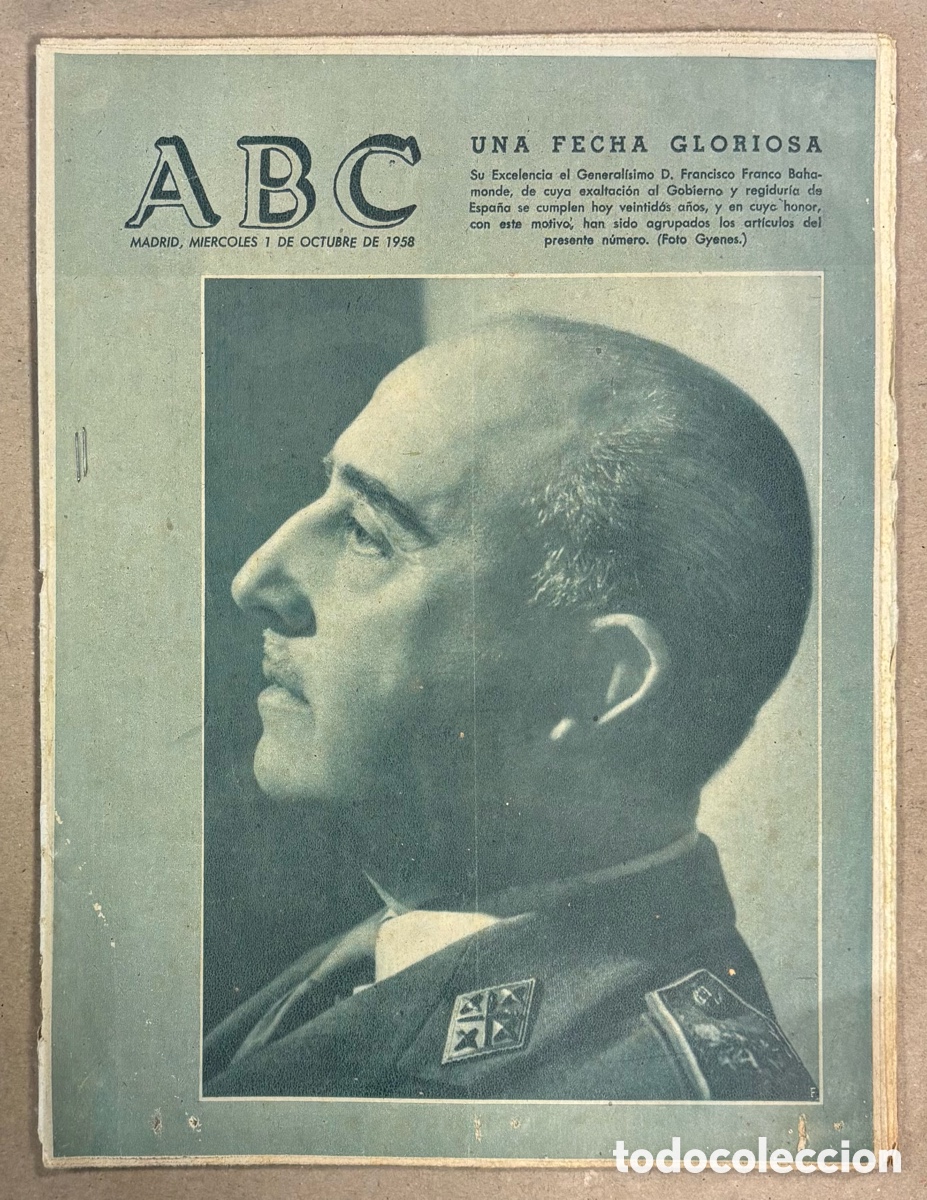 Collection Magazines and Newspapers: ABC (1 DE JUNIO DE 1958). FRANCISCO FRANCO EN UNA FECHA GLORIOSA 22 A&Ntilde;OS,,,