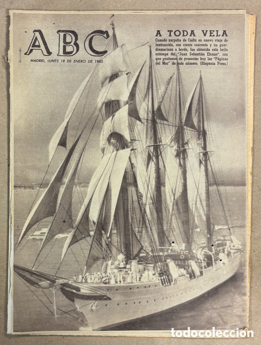 Coleccionismo de revistas y peri&oacute;dicos: ABC (18 DE ENERO DE 1965). TRAVES&Iacute;A DEL BUQUE ESCUELA JUAN SEBASTI&Aacute;N ELCANO PARTE DE C&Aacute;DIZ,&hellip;