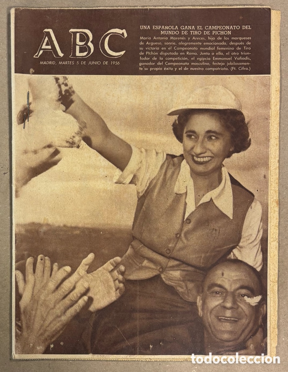 Coleccionismo de revistas y peri&oacute;dicos: ABC (5 JUNIO 1956). ESPA&Ntilde;OLA GANA CAMPEONATO MUNDO TIRO AL PICH&Oacute;N MAR&Iacute;A ANTONIA MOREN&Eacute;S Y ARECES