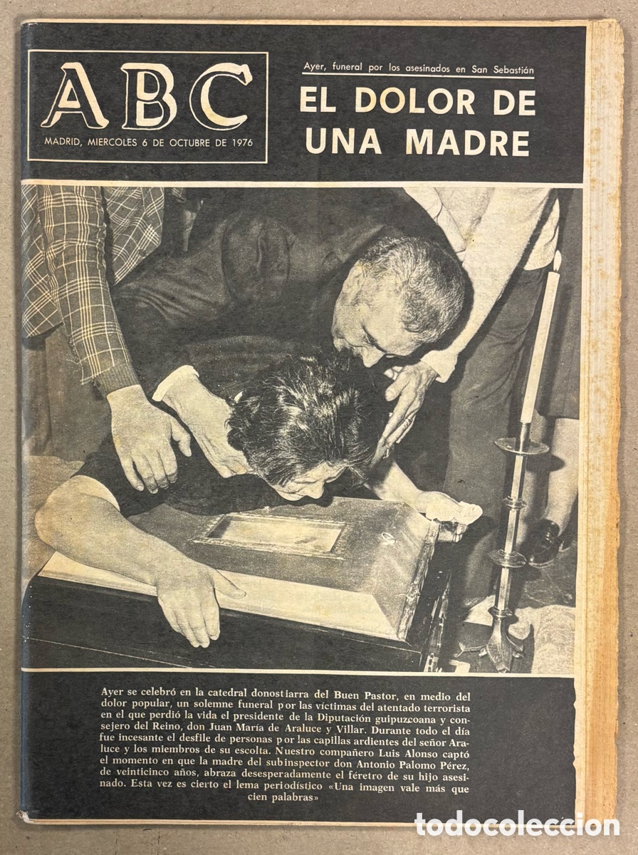 Coleccionismo de revistas y peri&oacute;dicos: ABC (6 DE OCTUBRE DE 1976). ATENTADO ETA CONTRA JUAN MAR&Iacute;A DE ARALUCE Y VILLAR EN SAN SEBASTI&Aacute;N